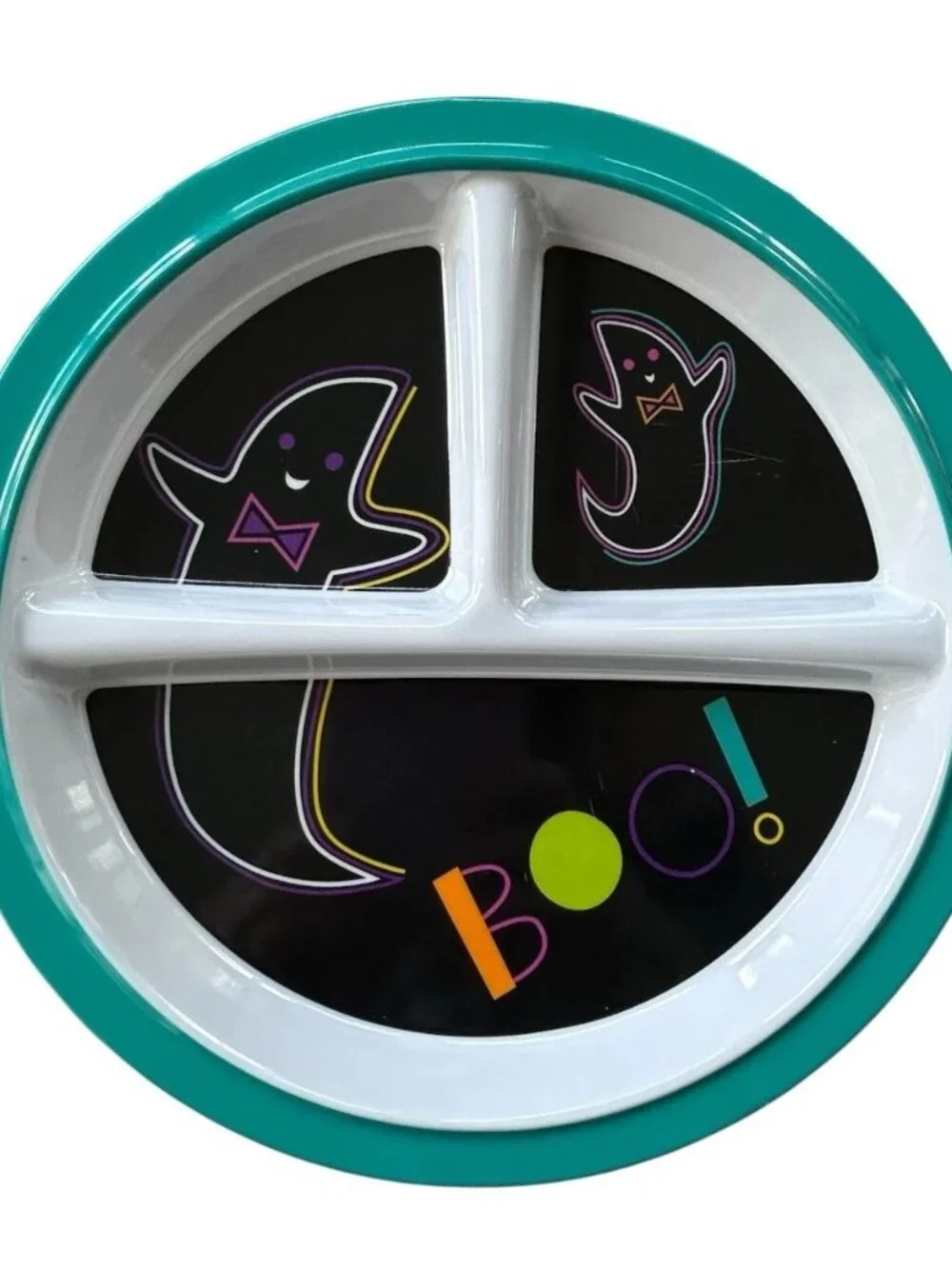 Target Neon Divided Halloween Plates Lot of 4 8.25